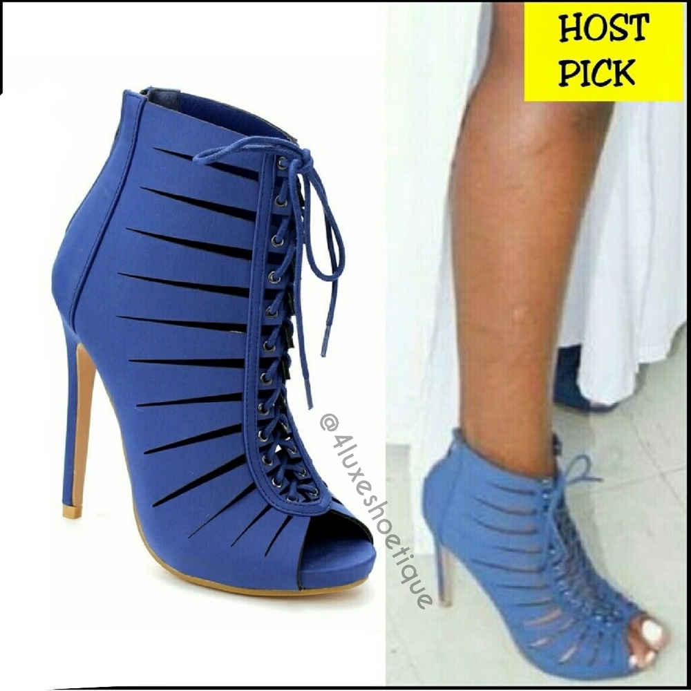 NEW Blue Booties With Cutouts Last Pair Size 7